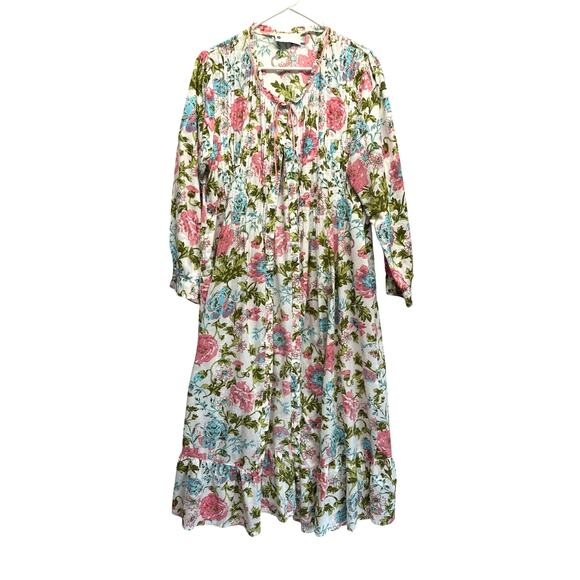 Ella Simone L English Rose Cotton Button Front Robe Romantic Coquette